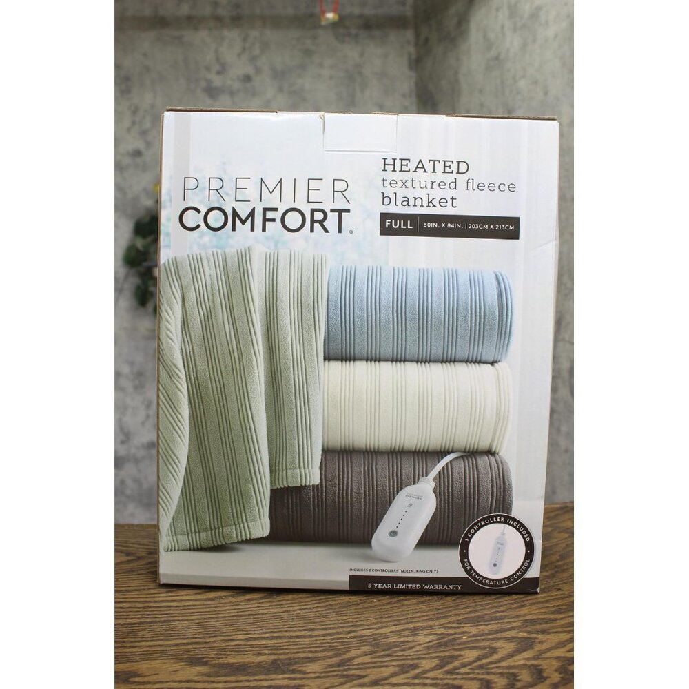 NWT Premier Comfort Heated Textured Fleece Blanket MCC51-6140 Charcoal Gray Full - Picture 5 of 7